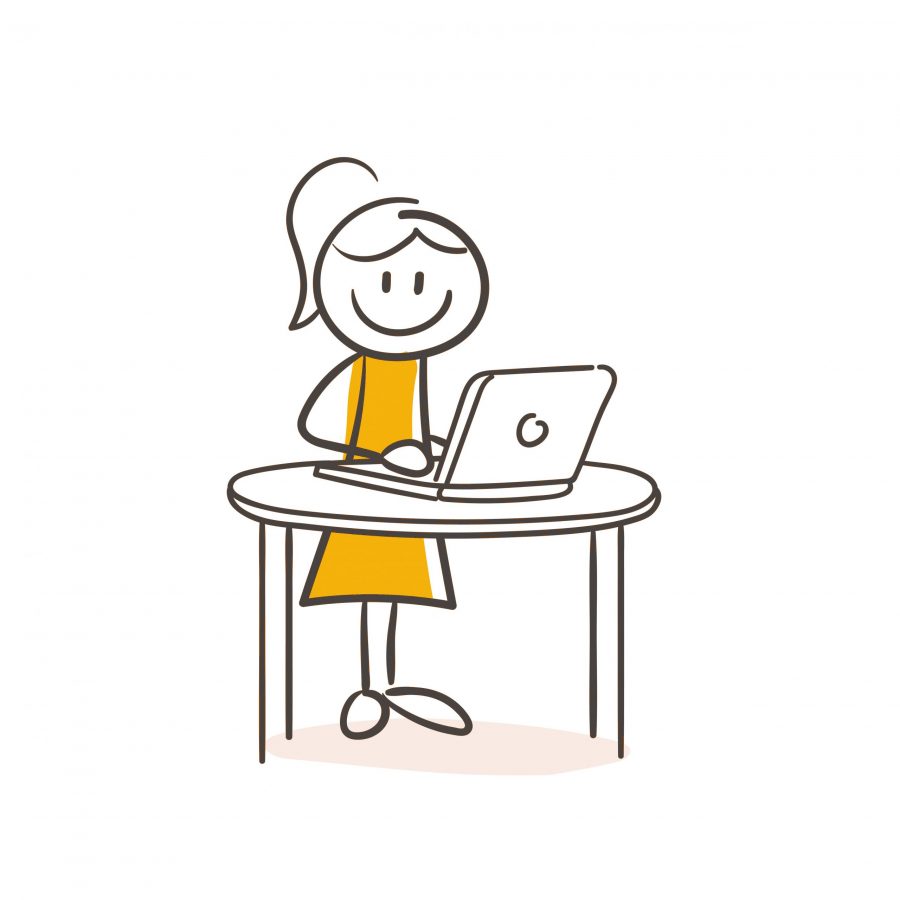 Stick Figure Series Green Woman / Frau am Laptop Stick Figure Series Green Woman / Frau am Laptop